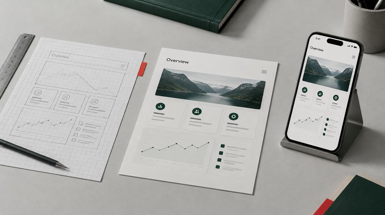 Illustrasjon av en prototype som blir et brukbart digitalt grensesnitt.